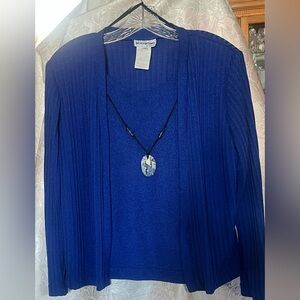 VTG Royal Blue Cardigan Set by Petite Perceptions Size 10P